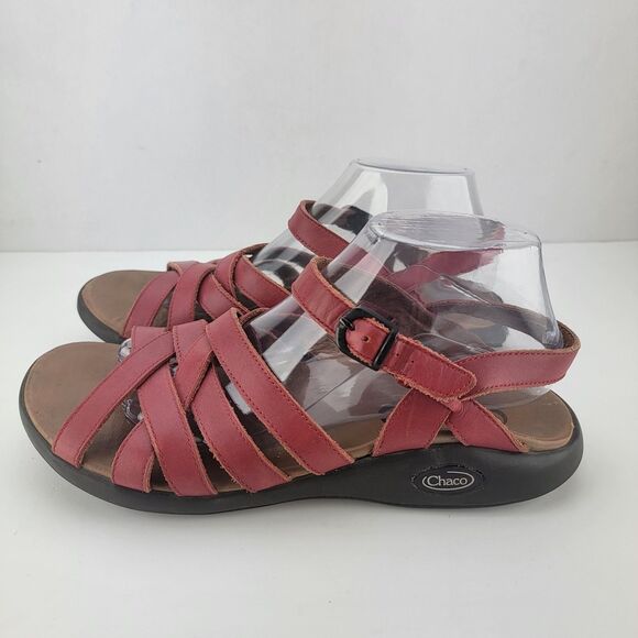 Chaco Womens Size 7 Red Fallon Leather Slingback Comfor Sandals - Picture 1 of 7